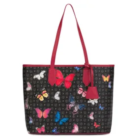 Borsa Donna Shopping a Spalla POLLINI Linea Heritage Butterfly Nero e Rosso TE8427