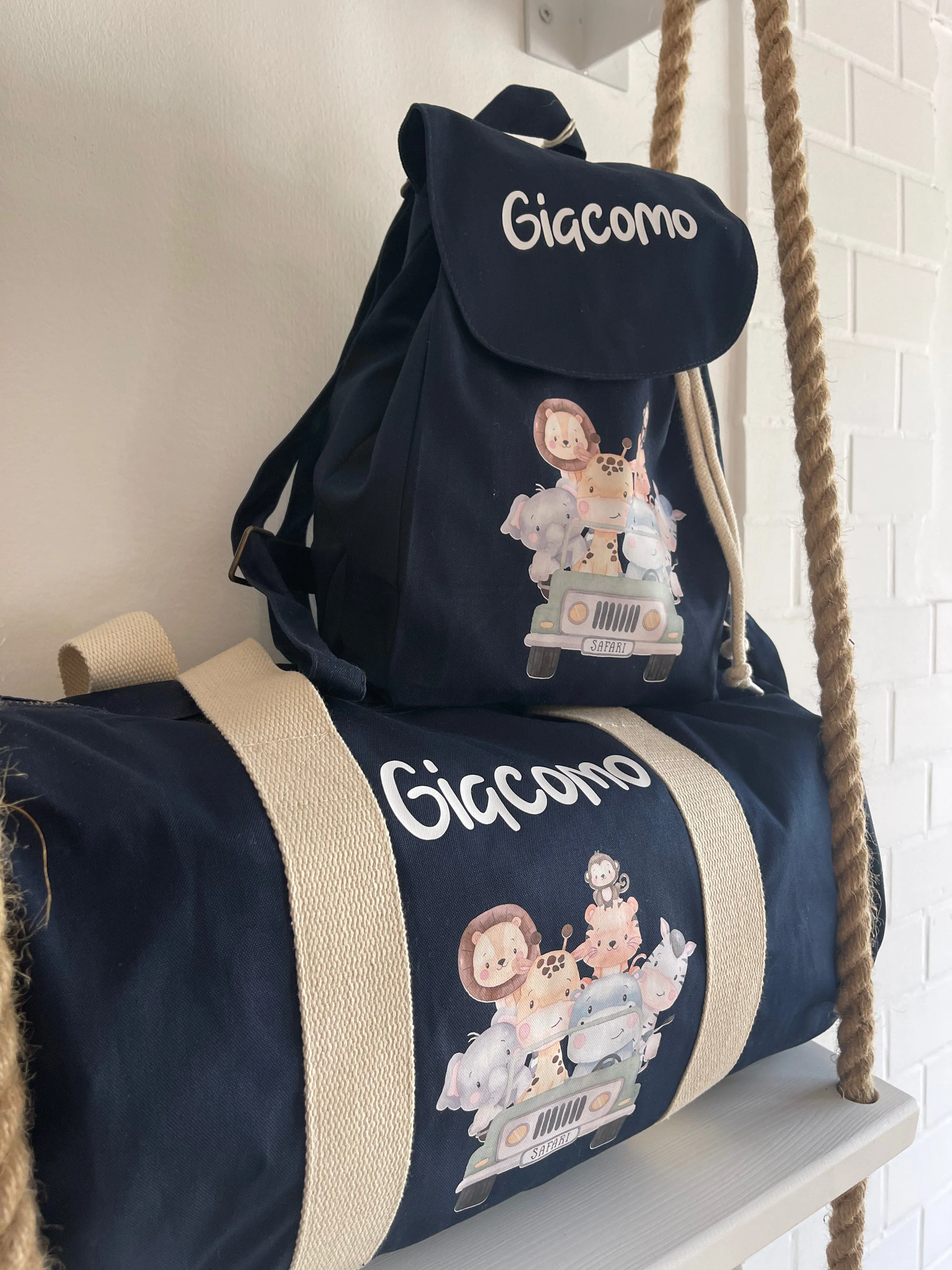 Borsone e zaino in cotone Safari personalizzabile