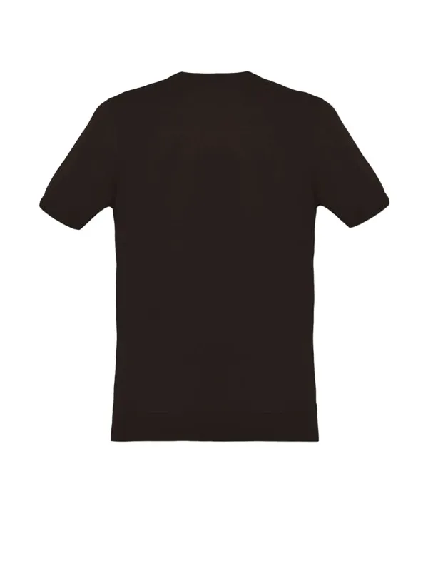 Brown crew-neck T-shirt in cotton