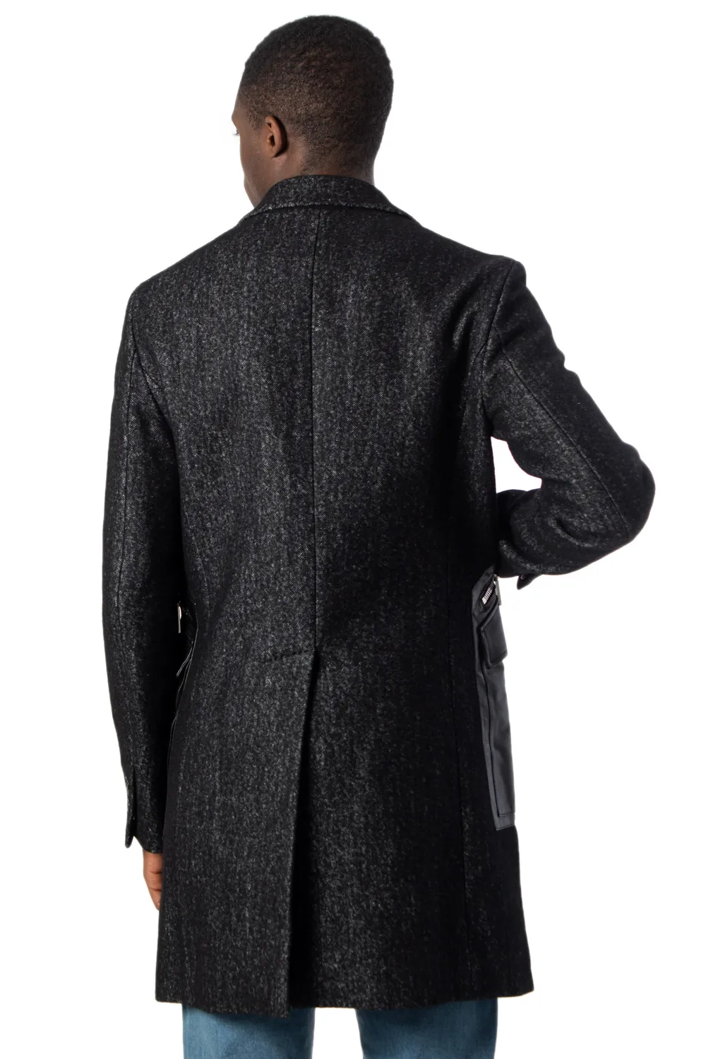 Cappotto Dsquared2 inserto in ecopelle Nero