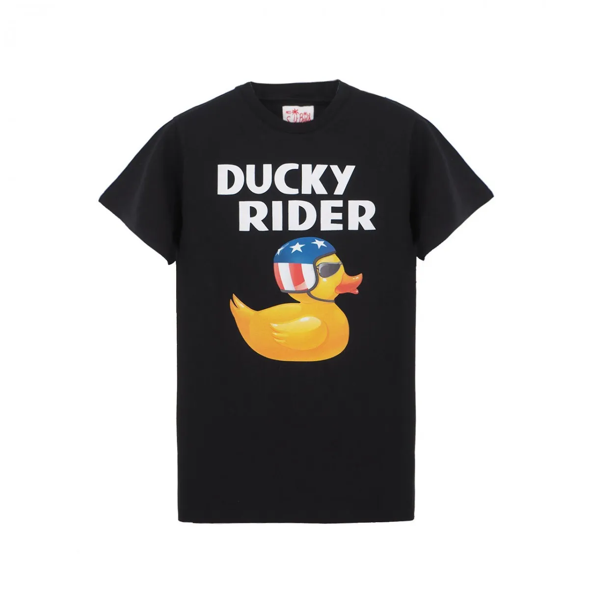 Cotton Classic T-Shirt Ducky Biker, Nero