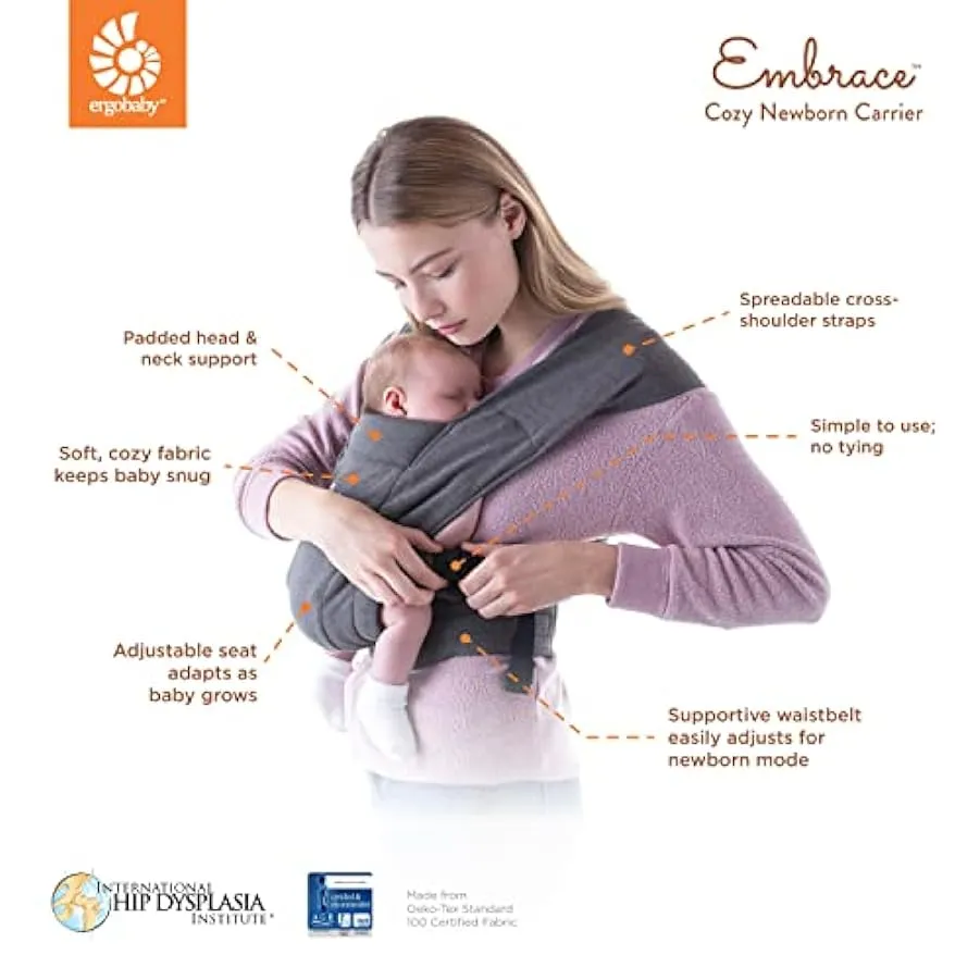 Ergobaby BCEMAOXBLU, Embrace Marsupio Neonati Ergonomico 0 Mesi, Porta Bebe Extra Morbido ed Ultraleggero (Oxford Blue) 19785845