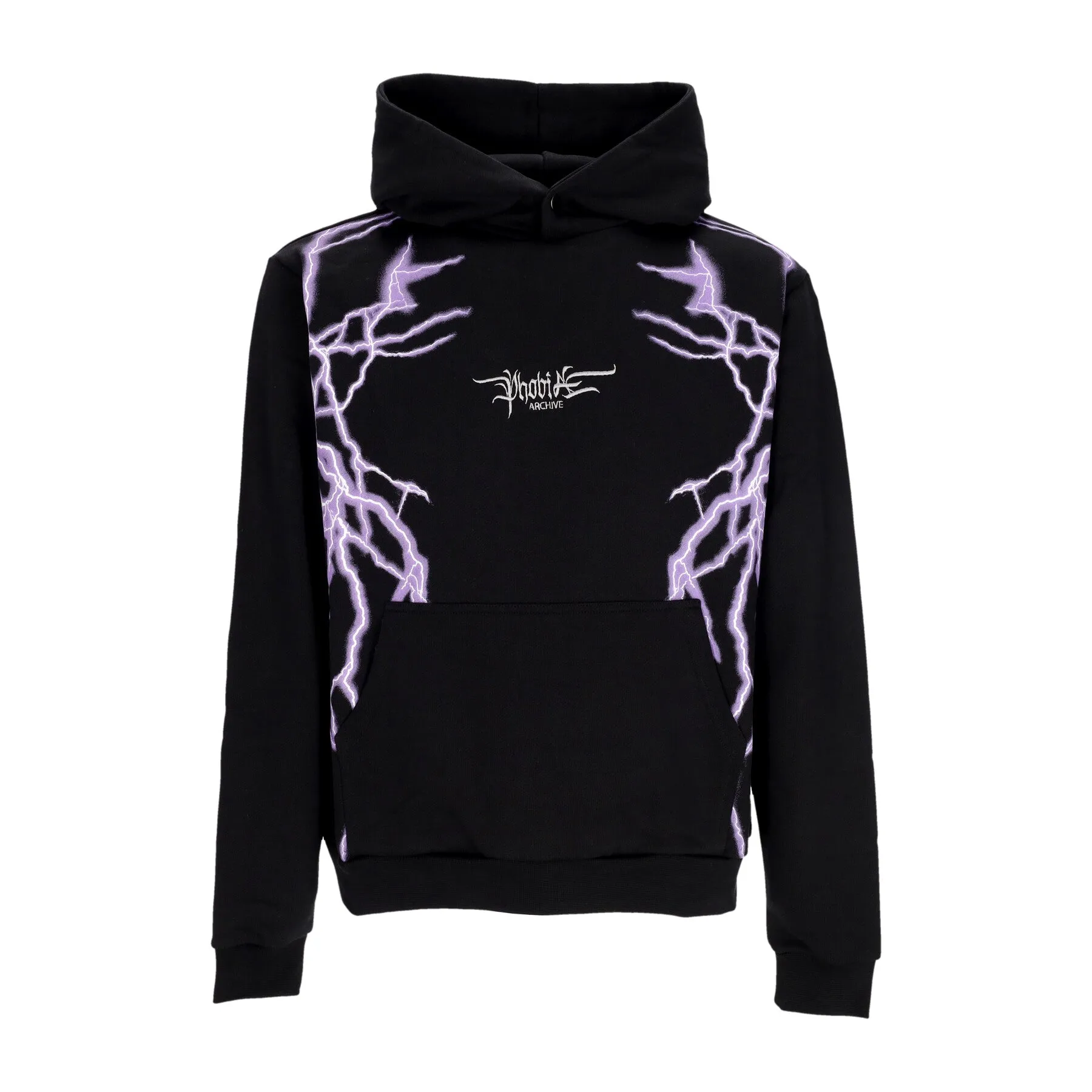 Felpa Leggera Cappuccio Uomo Lateral Lightning Print Hoodie Black/purple