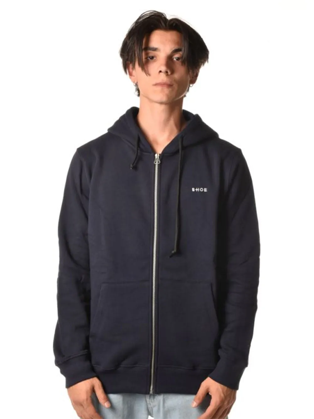 Felpa uomo con cappuccio e full zip blu