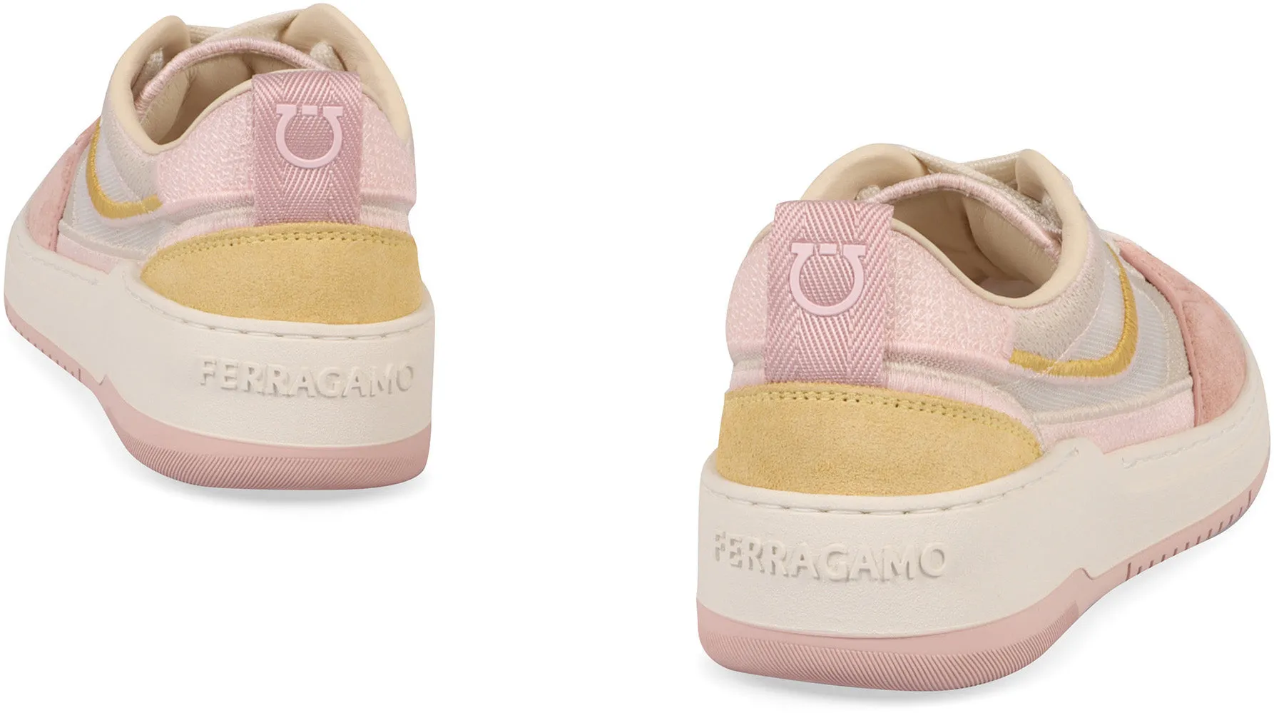 FERRAGAMO Sneakers low-top in suede e tessuto