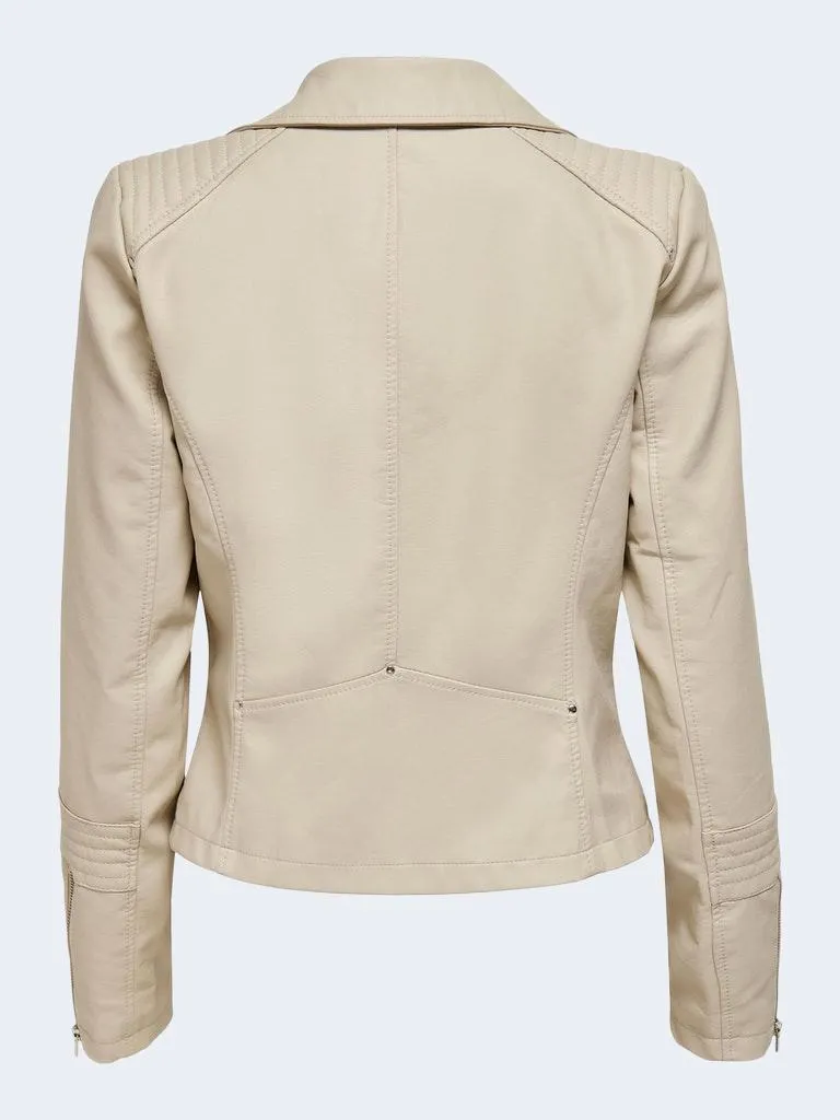 Giacchetto Only ONLGEMMA FAUX LEATHER BIKER OTW NOOS Beige