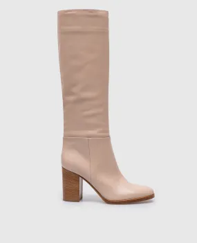 Gianvito Rossi Stivali Santiago in pelle beige G8047985CUO