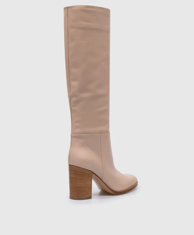 Gianvito Rossi Stivali Santiago in pelle beige G8047985CUO