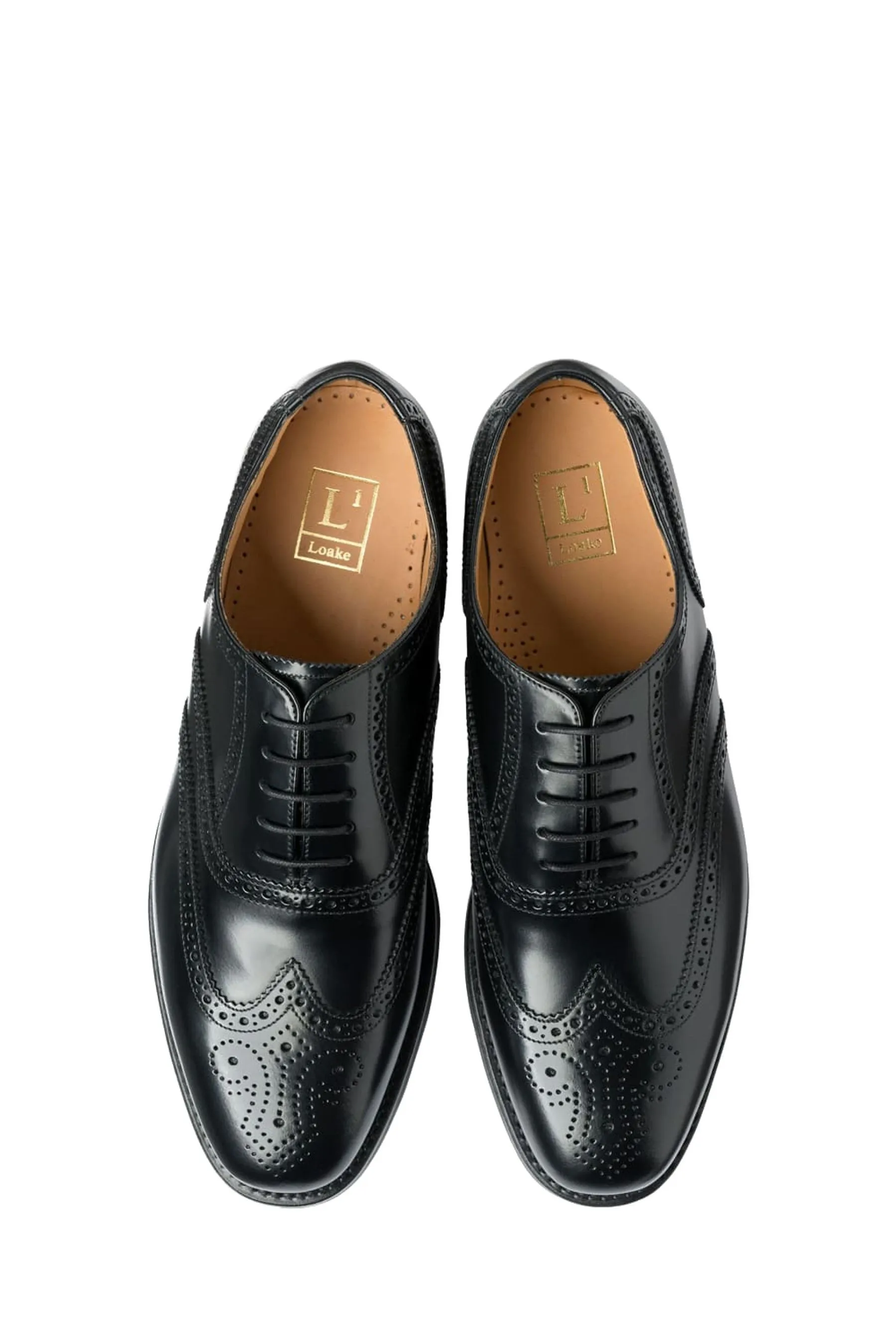 Loake - Nero da 302  - Oxford Scarpe brogue in pelle lucida