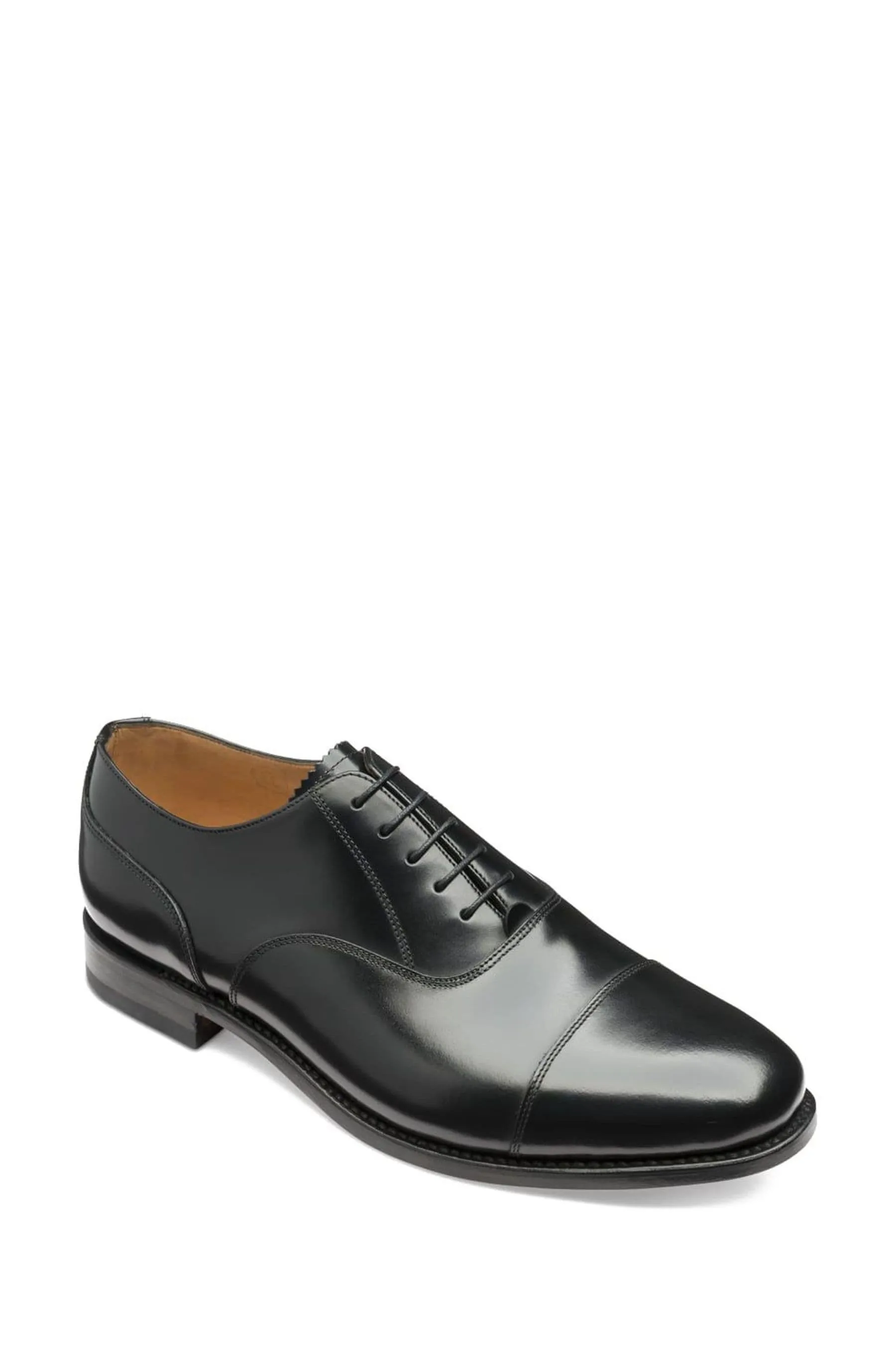 Loake Nero - Oxford Scarpe cap toe in pelle lucidata