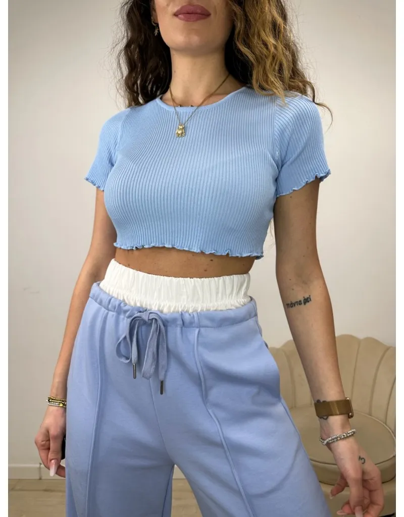 MAGLIA CROP JESSICA AZZURRA