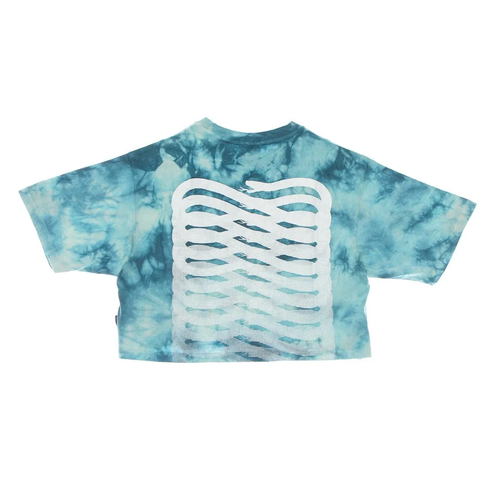 Maglietta Corta Donna Ribs Crop Top Tee Tie Dye Aqua