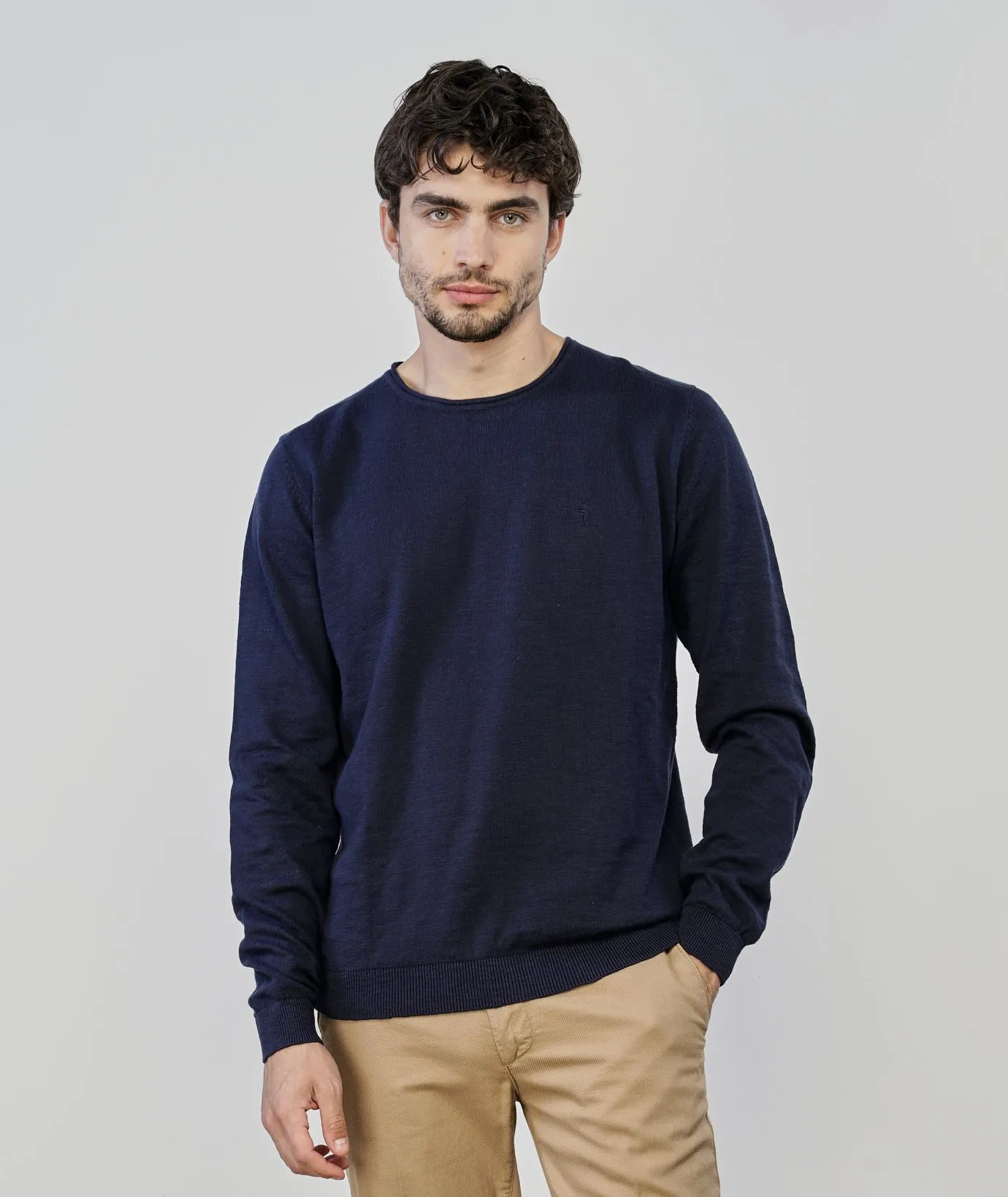 Maglione blu girocollo da uomo