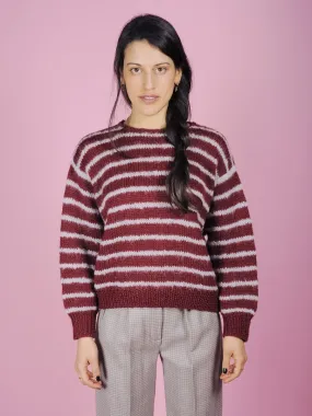 Maglione righe bordeaux e grigio