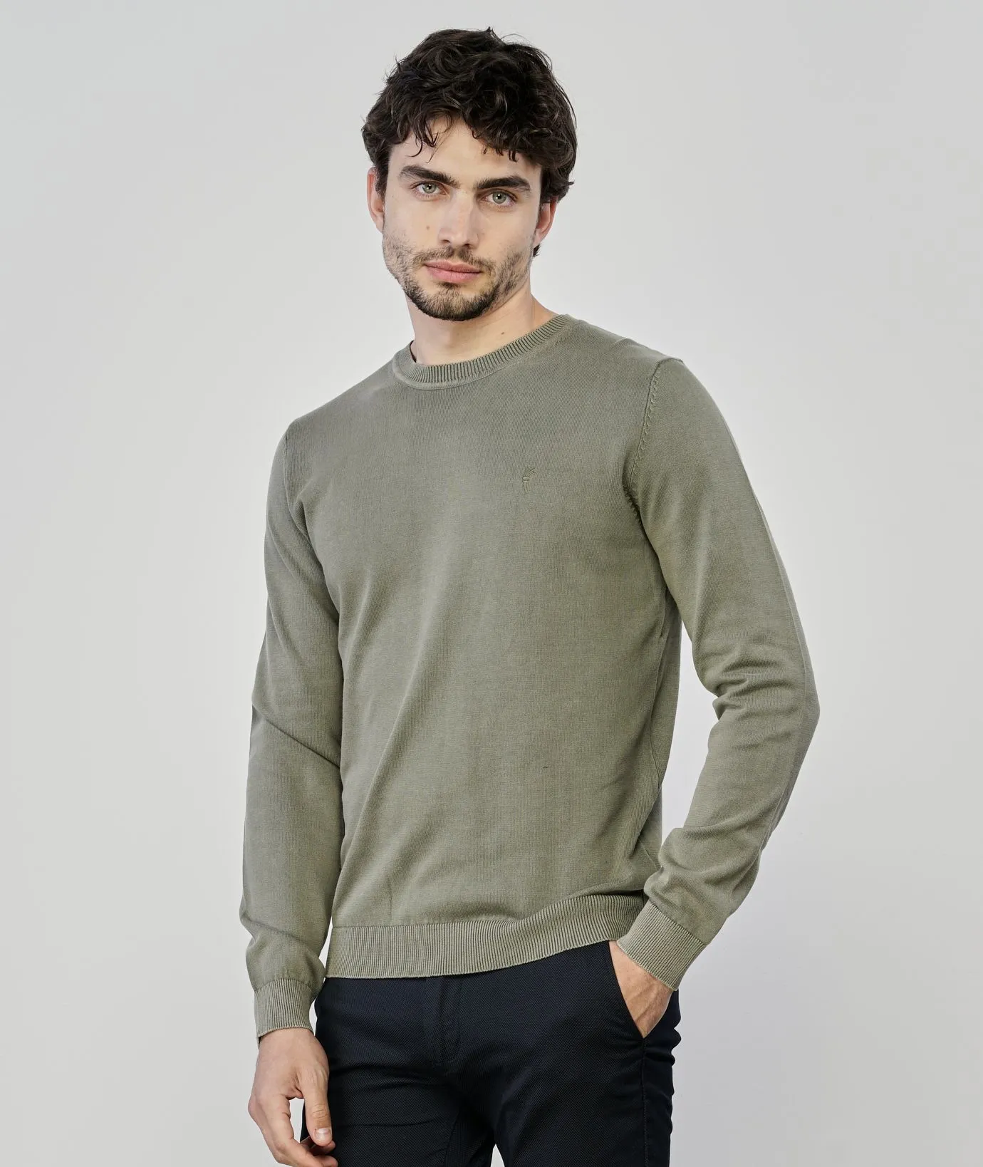 Maglione verde girocollo da uomo