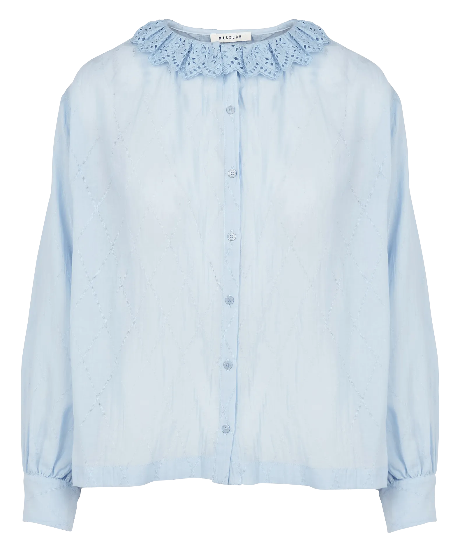  MASSCOB   STORA - Camicia scollo tondo ricamata in cotone | Blu