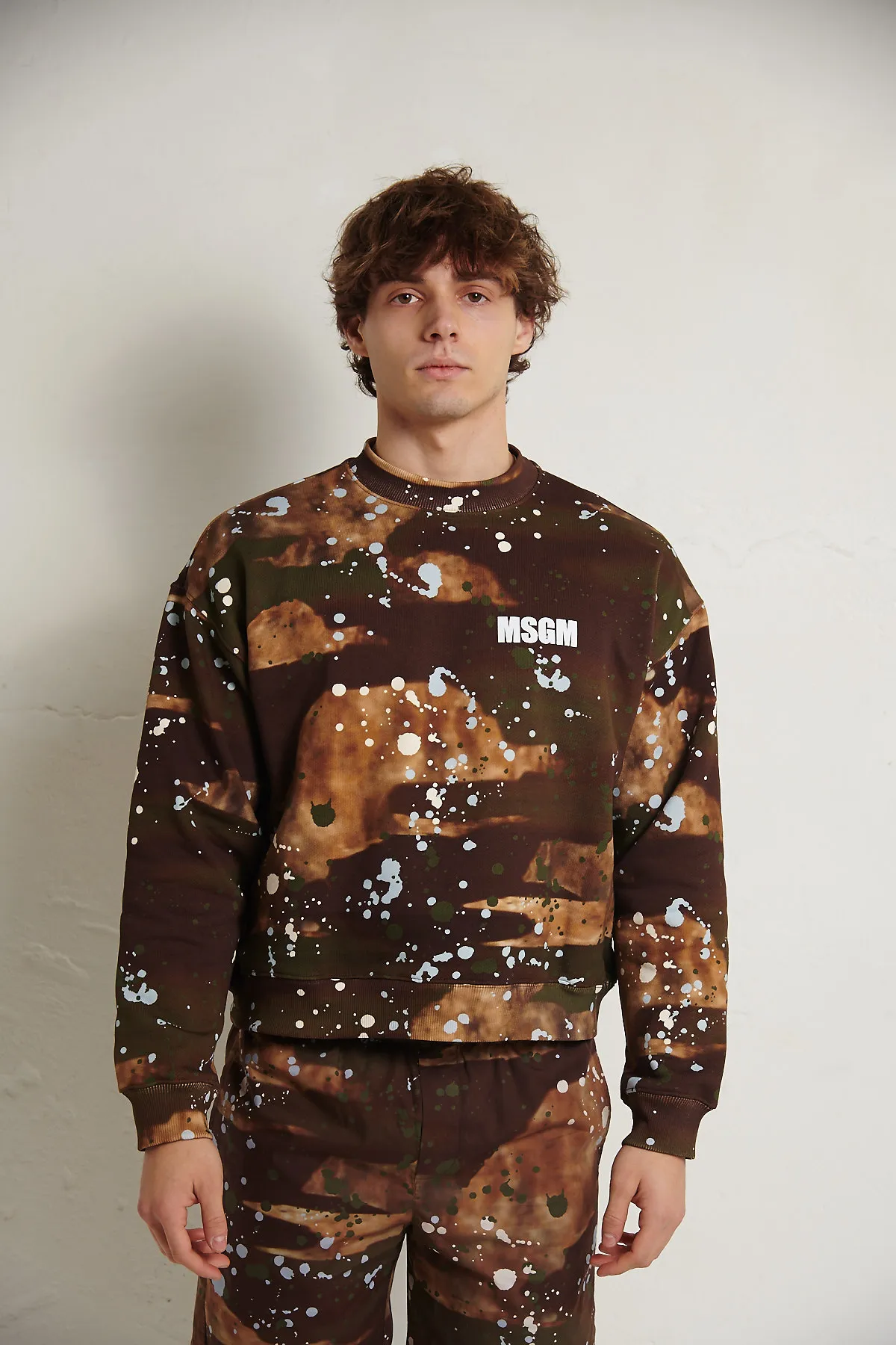 MSGM Felpa girocollo Camouflage con macchie