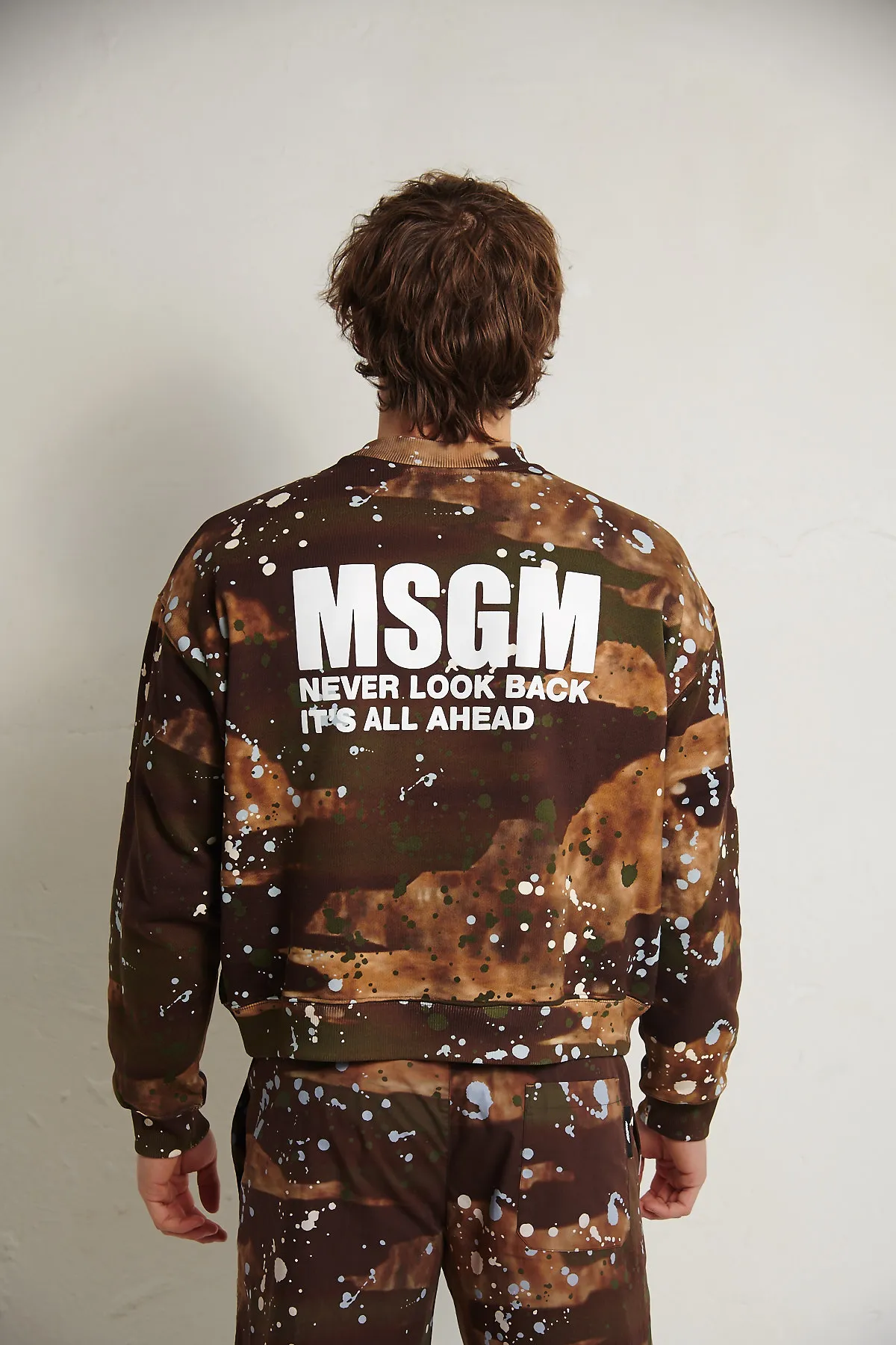 MSGM Felpa girocollo Camouflage con macchie