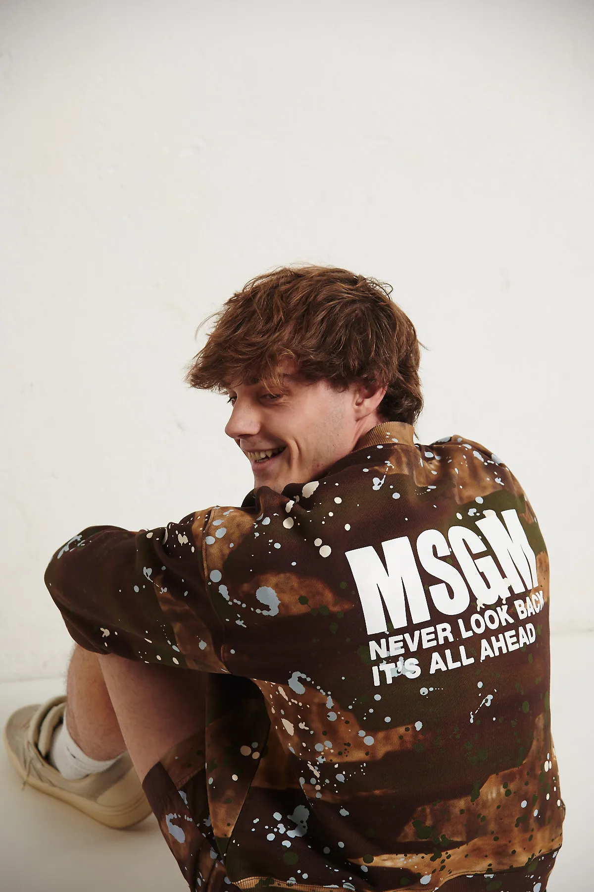 MSGM Felpa girocollo Camouflage con macchie