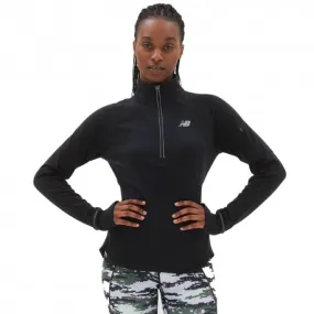 New Balance Maglia Running Mezza Zip Heat Grid Nero Donna