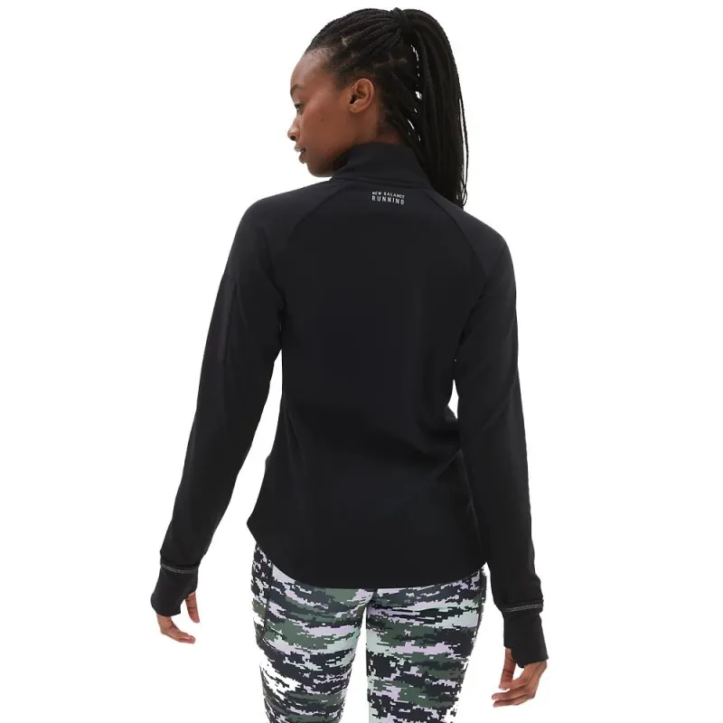 New Balance Maglia Running Mezza Zip Heat Grid Nero Donna