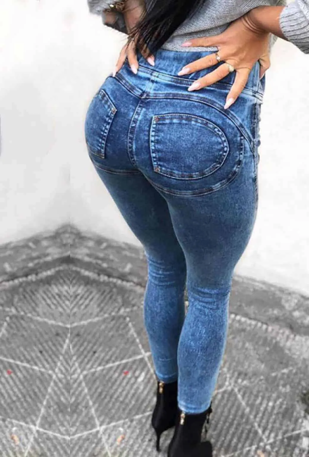 Pantaleggings in denim push-up