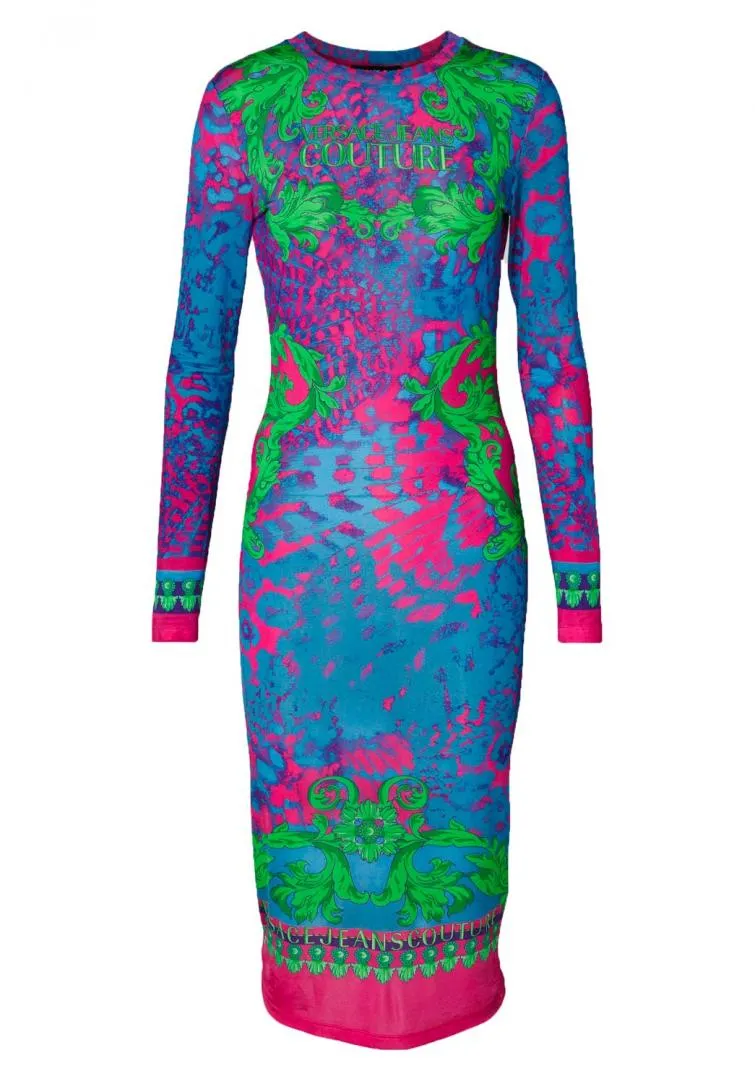 PLACED DRESS ORGANZINO PANNEL ANIMALIER Multicolore