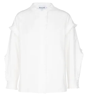  ROSAE PARIS   LE TOURVILLE - Camicia scollo tondo con volant in cotone bio | Bianco