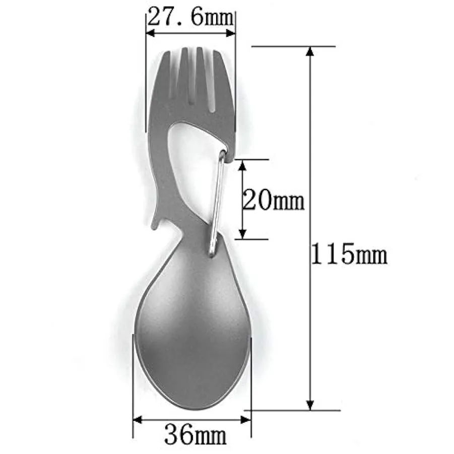 Sadkyer 3 in 1 Picnic Cucchiaio di Titanio Forcella in Titanio Puro Ultraleggero o Acciaio Titanio Cucchiaio-Forchetta 143176020