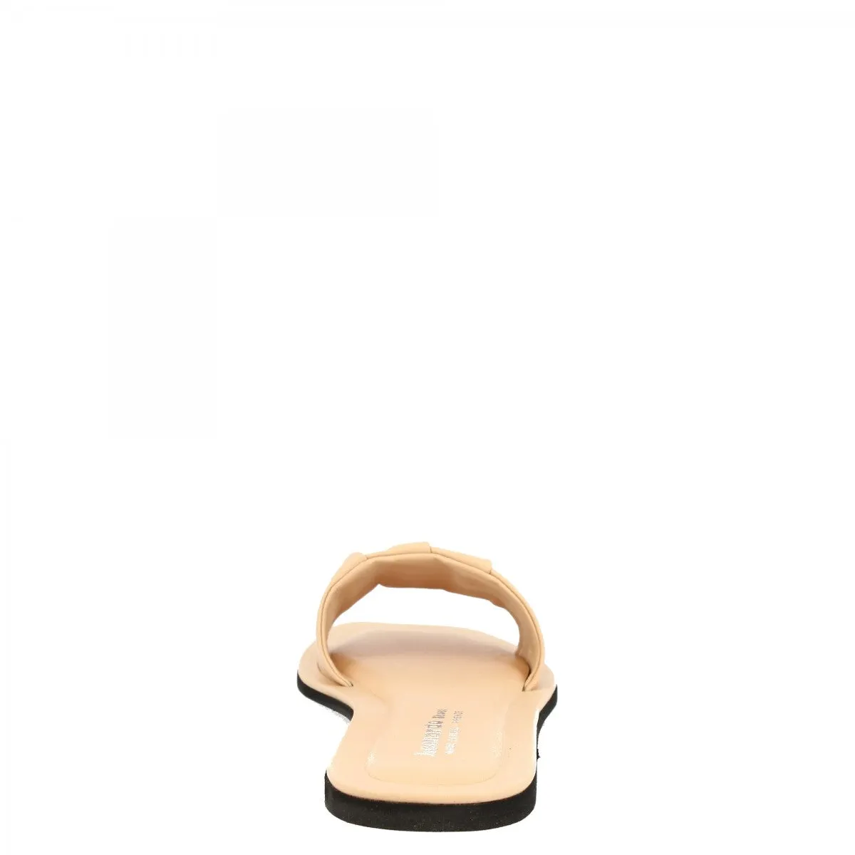 Sandali slip-on fascia larga con pieghe da donna fatti a mano in nappa nude