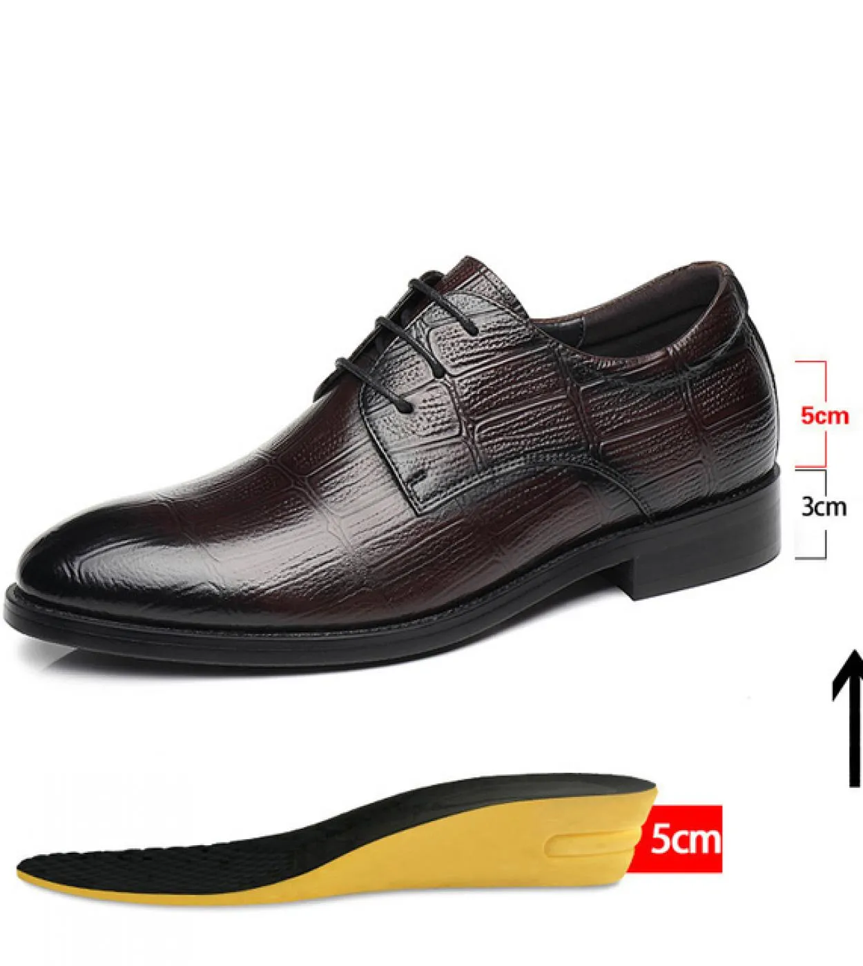 Scarpe eleganti da uomo Tacco nascosto Scarpe eleganti da uomo alte Scarpe eleganti Oxford Tacco rialzato