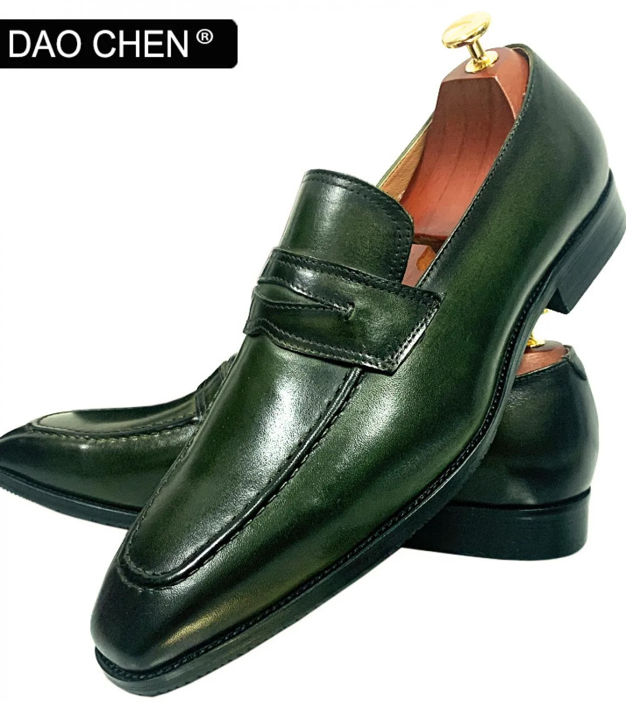 Scarpe verdi da uomo Mocassini antiscivolo da uomo Mocassini verdi da uomo Scarpe da uomo in pelle verde