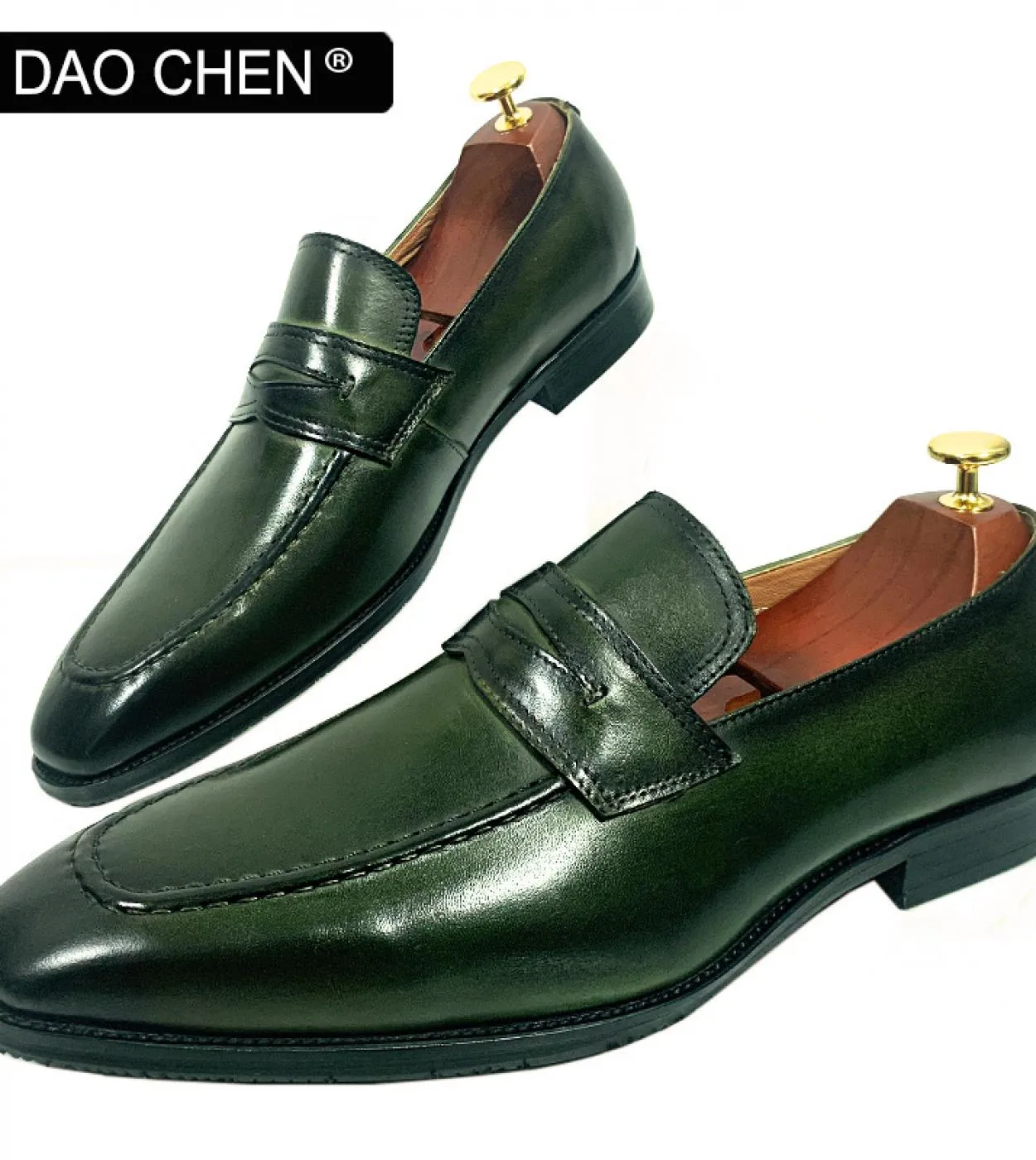 Scarpe verdi da uomo Mocassini antiscivolo da uomo Mocassini verdi da uomo Scarpe da uomo in pelle verde