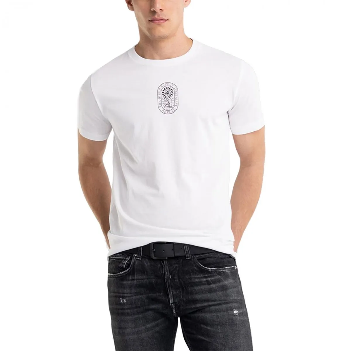 T-Shirt Girocollo Con Stampa Biker