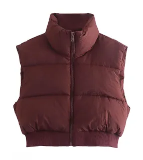 Tetyseysh Gilet senza maniche da donna nuovo autunno inverno donna inverno colletto alla coreana giacca con cerniera gilet solid