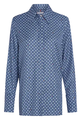  TOMMY HILFIGER   Camicia dritta collo classico stampata | Blu