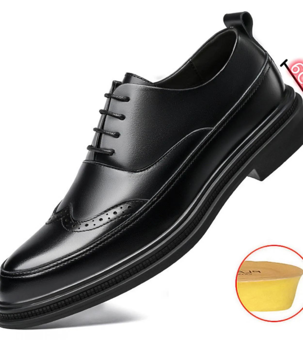 Uomo Altezza crescente Scarpe formali Uomo Oxford Brogue Scarpe da lavoro Uomo Brogue