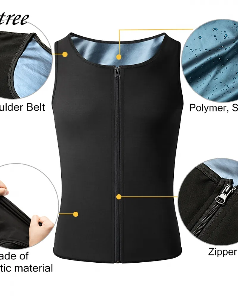 Uomo Body Shaper Sauna Gilet Vita Trainer Dimagrante Sudore Camicia Pancia Sottile Addome Brucia Shaperwear Compressione Sauna C