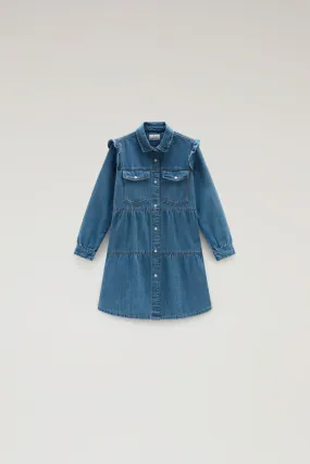 Vestito da bambina a balze in denim                                                                                Stoned Denim