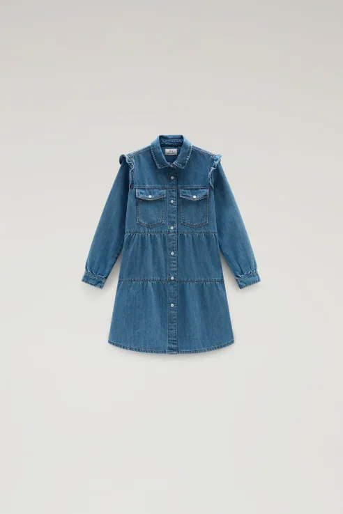 Vestito da bambina a balze in denim                                                                                Stoned Denim