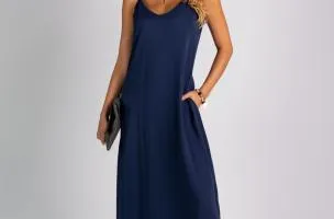 Vestito estivo lungo Yasmine, blu scuro