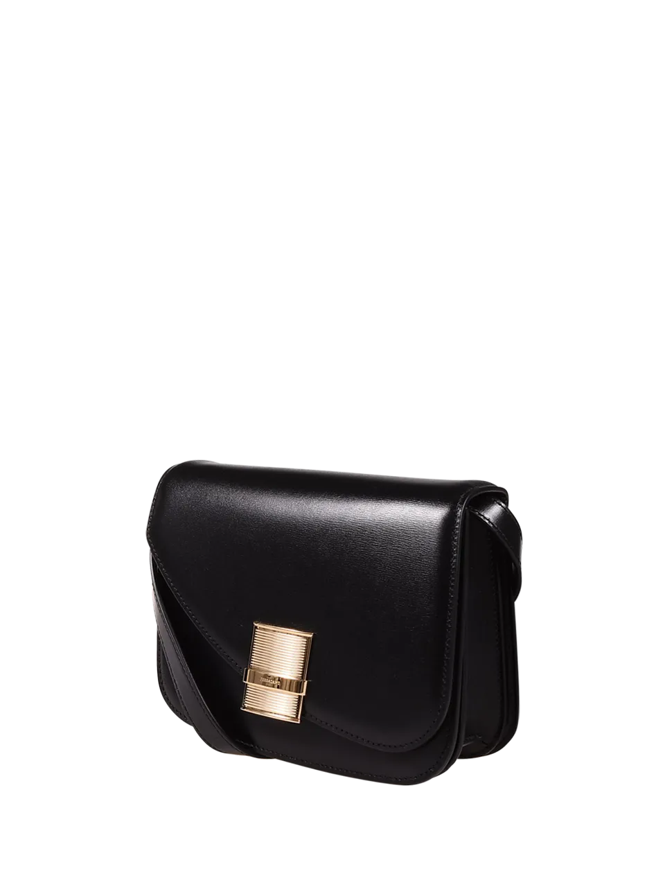 WOMAN FERRAGAMO BLACK CALF LEATHER OYSTER BAG