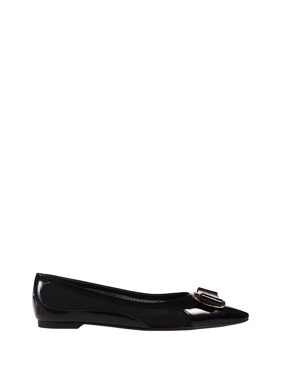 WOMAN FERRAGAMO BLACK LEATHER NEW VARA PLATE ZEA BALLERINA