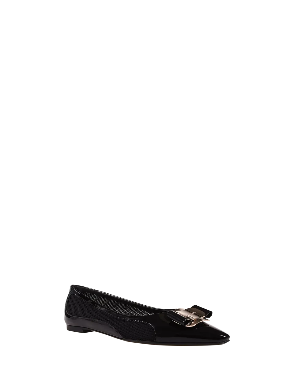 WOMAN FERRAGAMO BLACK LEATHER NEW VARA PLATE ZEA BALLERINA