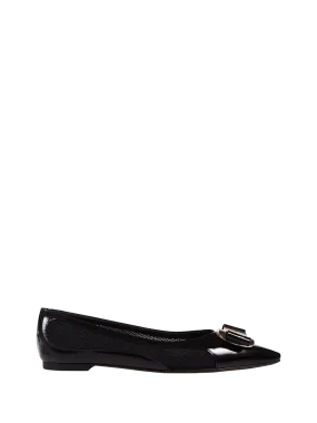 WOMAN FERRAGAMO BLACK LEATHER NEW VARA PLATE ZEA BALLERINA