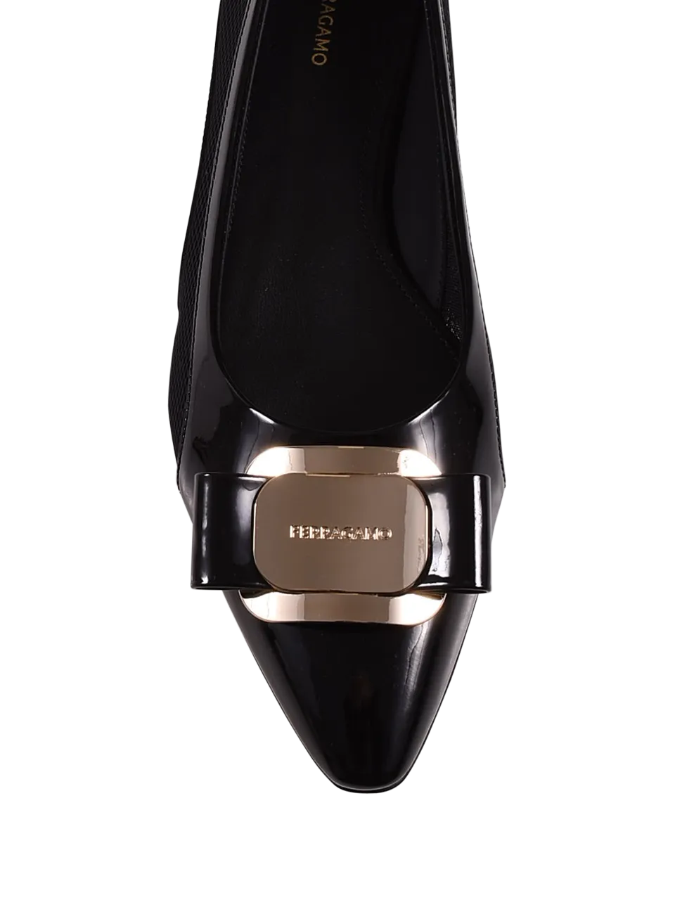 WOMAN FERRAGAMO BLACK LEATHER NEW VARA PLATE ZEA BALLERINA