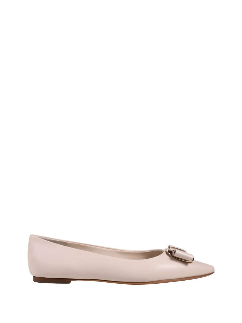 WOMAN FERRAGAMO NUDE LEATHER NEW VARA PLATE ZEA BALLERINA